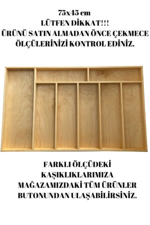 75x45 Cm Ayfiwood Ahşap Kaşıklık Çekmece İçi Kepçe Maşa Ve Servis Gereçleri Düzenleyici Organizer - Görsel 3