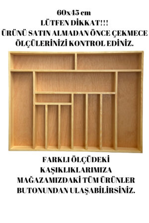 60x45 Cm Ayfiwood Ahşap Kaşıklık Çekmece İçi Yemek Takımı Ve Servis Gereçleri Düzenleyici Organizer - Görsel 3