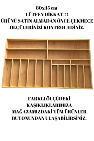 80x45 Cm Ayfiwood Ahşap Kaşıklık Çekmece İçi Yemek Takımı Ve Servis Gereçleri Düzenleyici Organizer - Görsel 3