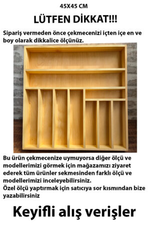 45X45 Cm Ahşap Kaşıklık El İşçiliği Masif Ahşap Organizer - Görsel 1