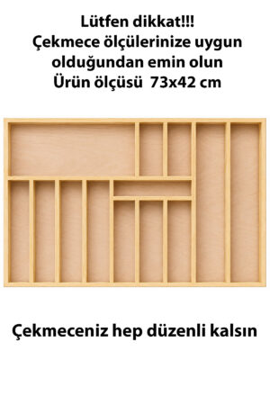 73x42 cm Ahşap Kaşıklık | El Yapımı Çekmece İçi Organizer | Mutfakta Kusursuz Düzen