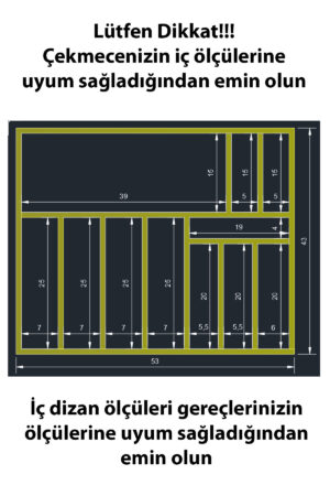53 x 43 cm Ahşap Kaşıklık Çekmece İçi Organizer Doğal Ahşap Mutfak Düzenleyici - Görsel 4