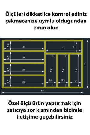 50x30 cm Ahşap Kaşıklık Çekmece İçi Organizer Doğal Ahşap Mutfak Düzenleyici - Görsel 4
