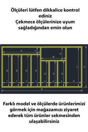 67 X 33 cm Ahşap Kaşıklık Çekmece İçi Organizer Doğal Ahşap Mutfak Düzenleyici - Görsel 3