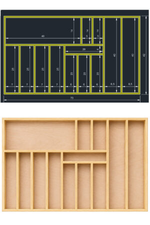 73x42 cm Ahşap Kaşıklık | El Yapımı Çekmece İçi Organizer | Mutfakta Kusursuz Düzen - Görsel 4
