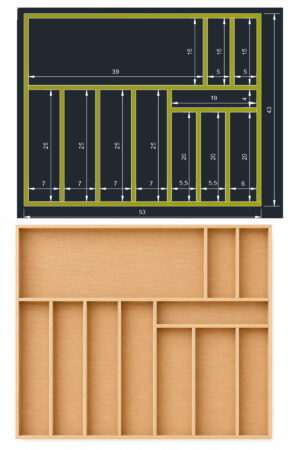 53 x 43 cm Ahşap Kaşıklık Çekmece İçi Organizer Doğal Ahşap Mutfak Düzenleyici - Görsel 5