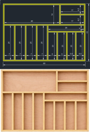 60x42 cm Ahşap Kaşıklık | El Yapımı Çekmece İçi Organizer | Mutfakta Kusursuz Düzen - Görsel 6