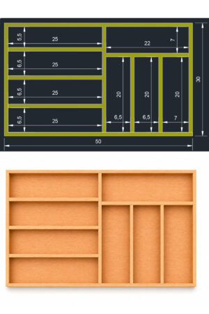 50x30 cm Ahşap Kaşıklık Çekmece İçi Organizer Doğal Ahşap Mutfak Düzenleyici - Görsel 5