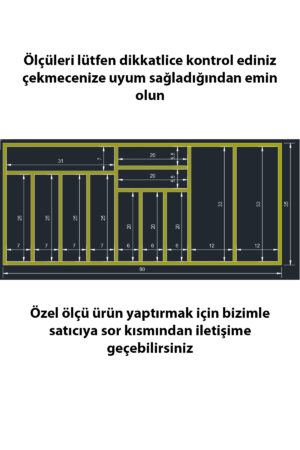 80x35 cm Ahşap Kaşıklık Çekmece İçi Organizer Doğal Ahşap Mutfak Düzenleyici - Görsel 4