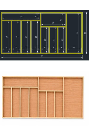 67 X 33 cm Ahşap Kaşıklık Çekmece İçi Organizer Doğal Ahşap Mutfak Düzenleyici - Görsel 4