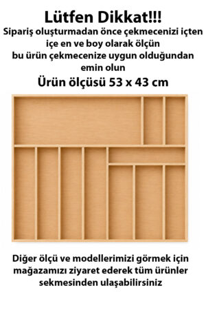 53 x 43 cm Ahşap Kaşıklık Çekmece İçi Organizer Doğal Ahşap Mutfak Düzenleyici