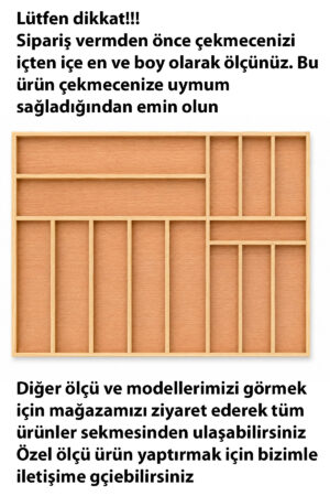 62x47 cm Ahşap Kaşıklık Çekmece İçi Organizer Doğal Ahşap Mutfak Düzenleyici