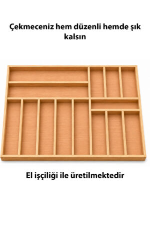 62x47 cm Ahşap Kaşıklık Çekmece İçi Organizer Doğal Ahşap Mutfak Düzenleyici - Görsel 3