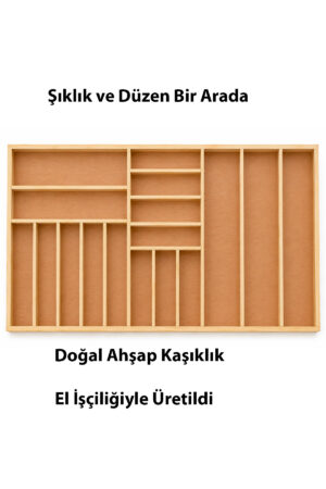 95x45 cm Ahşap Kaşıklık Çekmece İçi Organizer Doğal Ahşap Mutfak Düzenleyici - Görsel 5