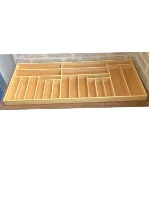 100x45 Cm Kaşıklık & Kepçelik El İşçiliği Masif Ahşap Çekmece İçi Organizer - Görsel 2