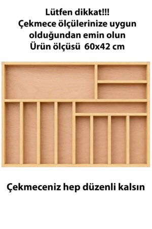 60x42 cm Ahşap Kaşıklık | El Yapımı Çekmece İçi Organizer | Mutfakta Kusursuz Düzen