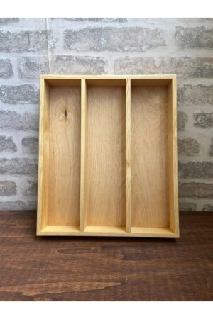 30x35 Cm Çok Bölmeli Ahşap Kaşıklık ve Kepçelik Seti - Çekmece Düzenleyici- Ahşap Organizer - Görsel 4