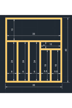 35x40 Cm Ahşap Kaşıklık Çekmece İçi Yemek Takımı Ve Servis Gereçleri Düzenleyici Organizer - Görsel 3
