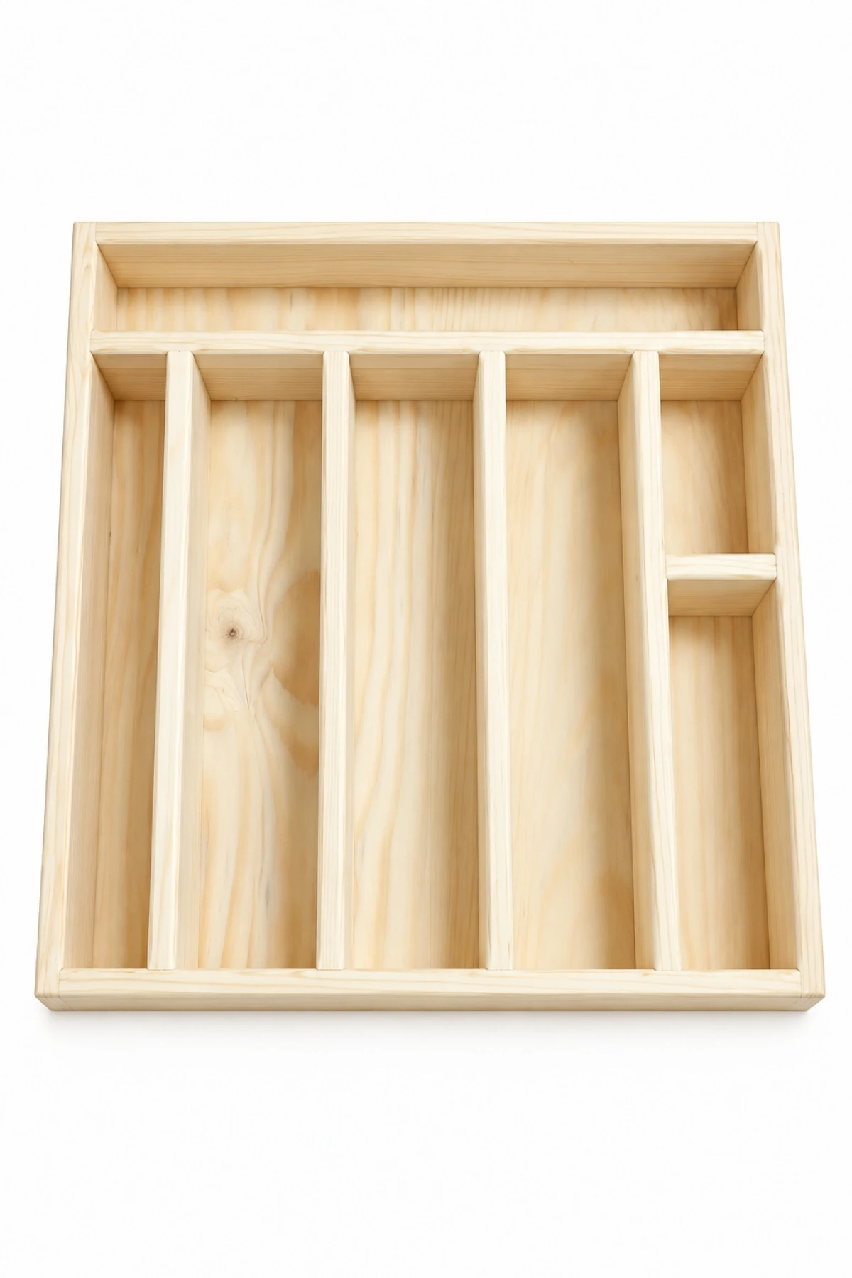 28 x 30 Kaşık Çatal Bıçak Organizer Dogal Ahşap Çekmece Içi Kaşıklık 7 Bölmeli Düzenleyici