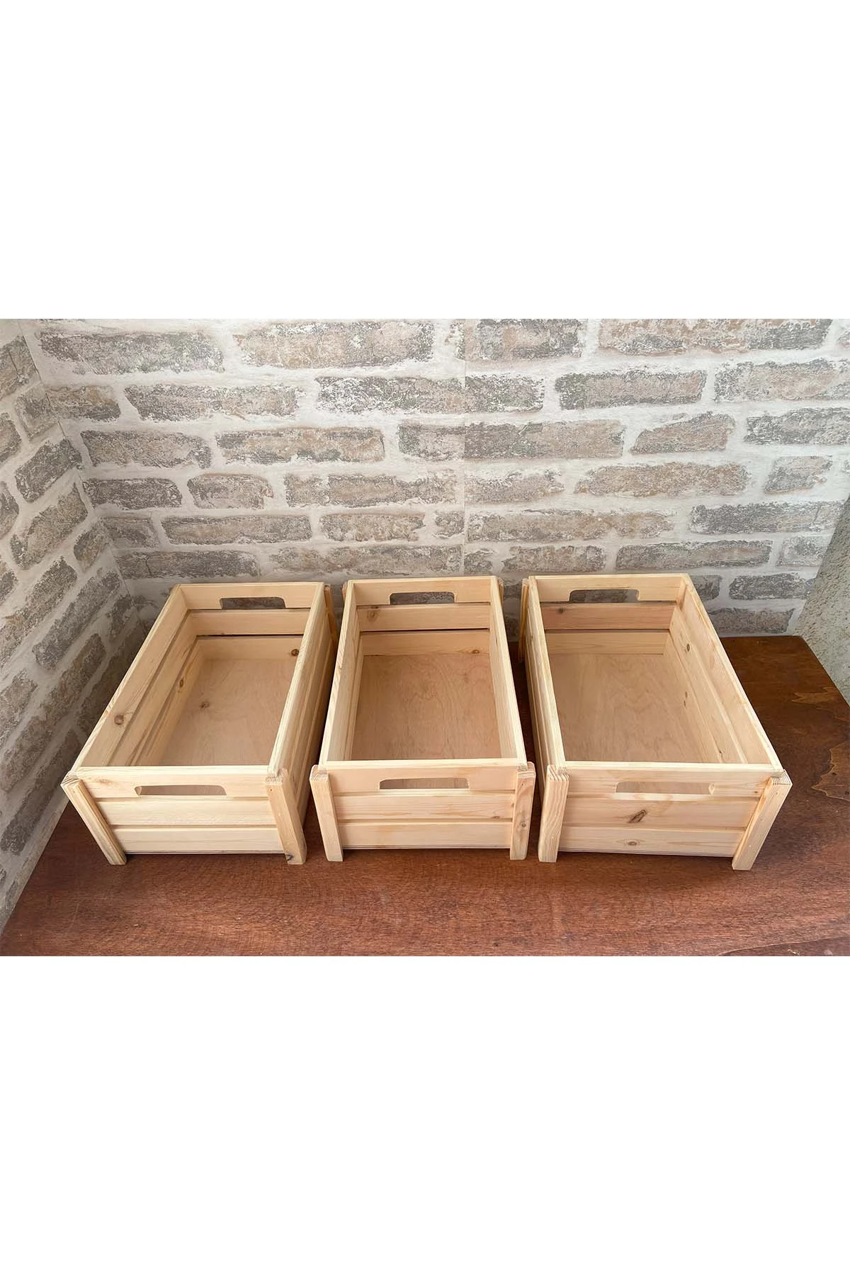 3 Adet Çocuk Odası Toparlayıcı- Oyuncak Toparlayıcı Ahşap Sepet-Organizer Çekmece İçi Kullanım ve Düzen Görünümü