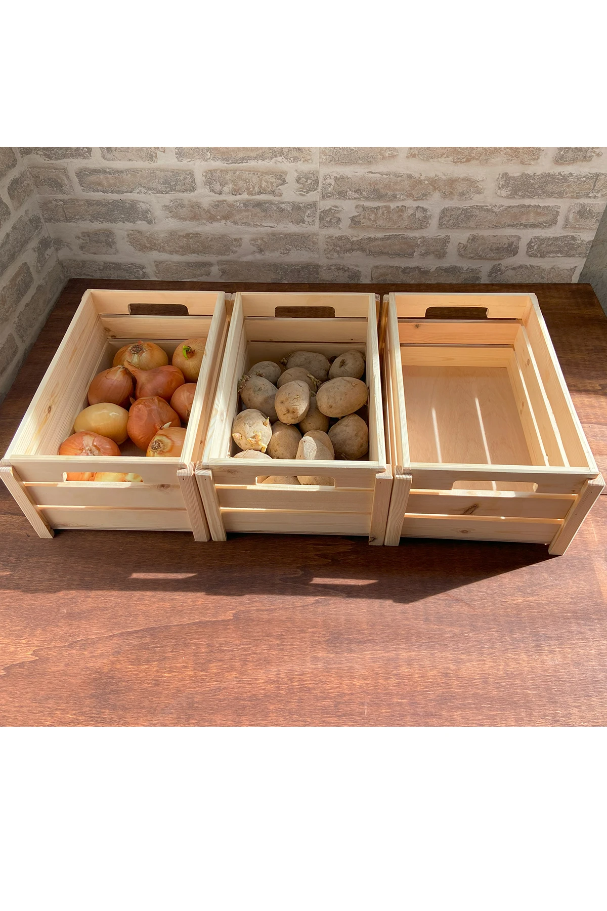 3 Adet Patates Soğanlık  Sandığı – Çok Amaçlı Sebze Saklama Sandığı – Sebze Organizer