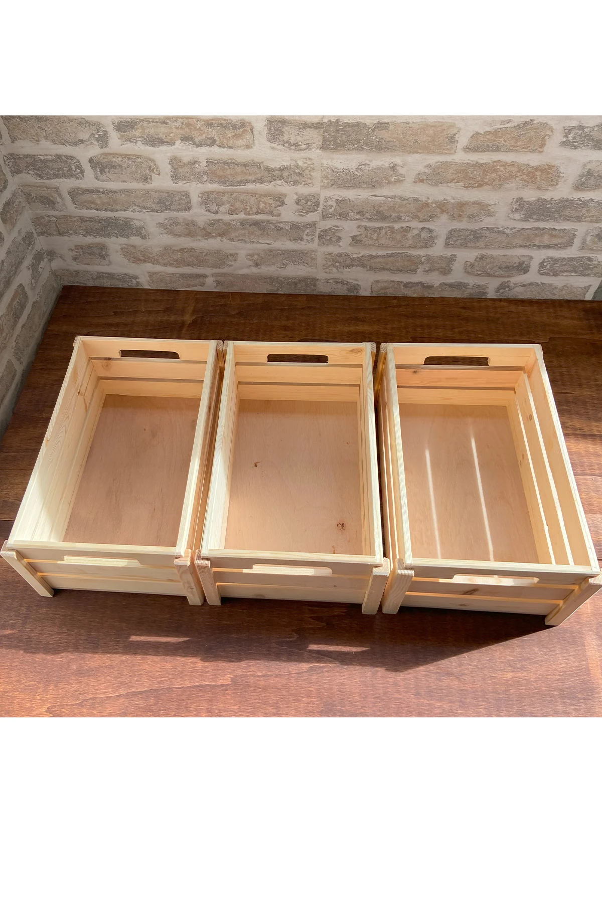 3 Adet Kitap Düzenleyici Doğal Ahşap Saklama Kutusu Ahşap Kitap Organizer 3 Adet - Detay Görsel 7