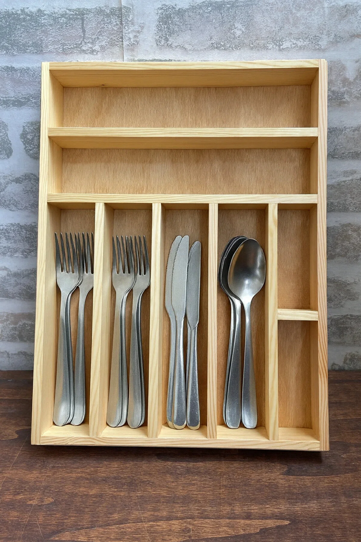 30×40 Cm Ahşap Kaşıklık Çekmece İçi Yemek Takımı Ve Servis Gereçleri Düzenleyici Organizer