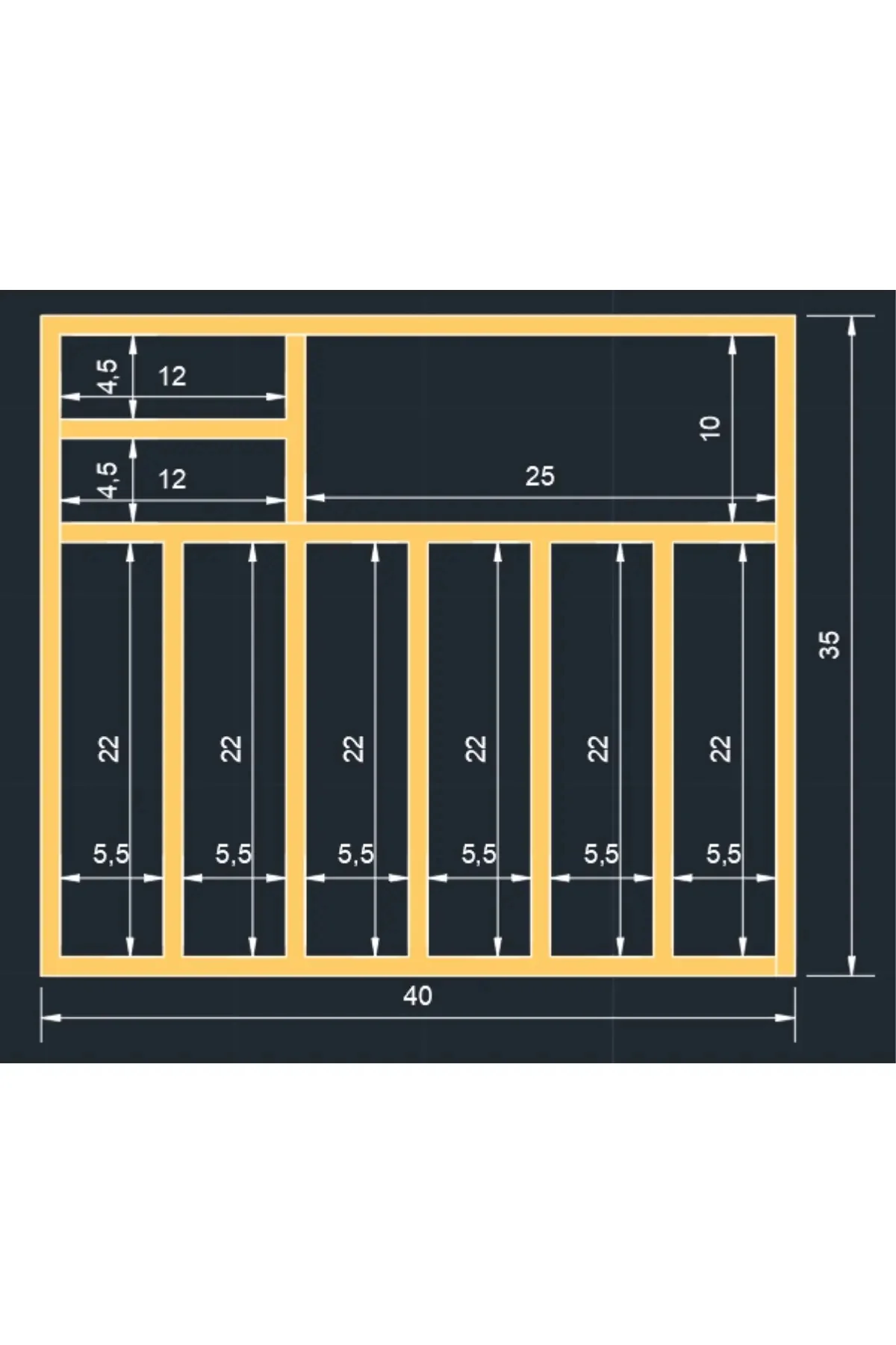 Doğal Masif Ahşap Doku ve Malzeme Kalitesi - 40×35 Cm Çok Bölmeli Ahşap Kaşıklık ve Kepçelik Seti – Çekmece Düzenleyici- Ahşap Organizer