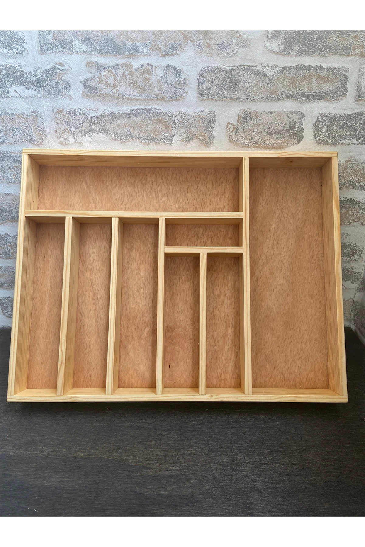 45×35 Cm Ayfiwood Ahşap Kaşıklık Çekmece İçi Yemek Takımı Ve Servis Gereçleri Düzenleyici Organizer Üstten Kuşbakışı Görünüm