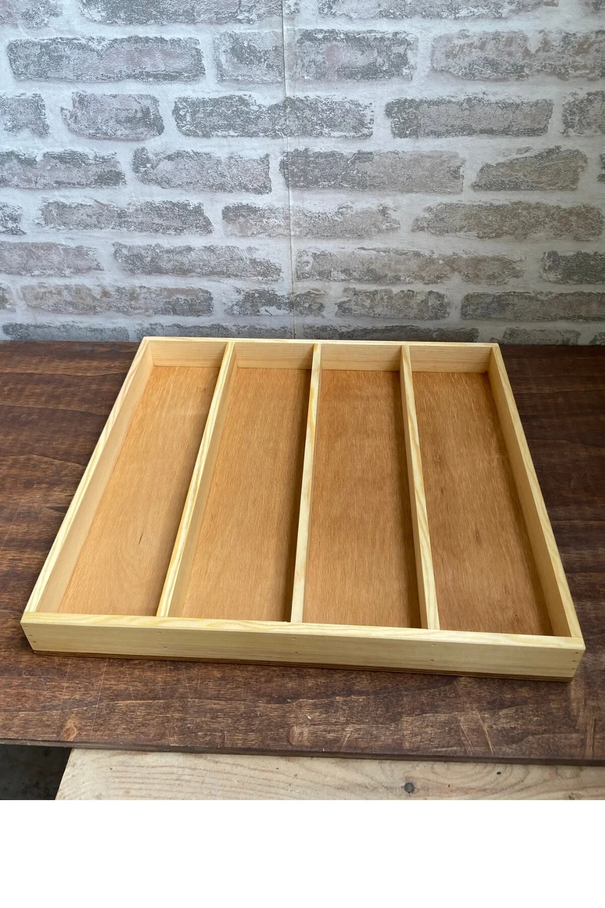45×40 Cm Ahşap Kaşıklık Çekmece İçi Kepçe Maşa Ve Servis Gereçleri Düzenleyici Organizer Bölmeleri ve Ahşap İşçilik Detayı