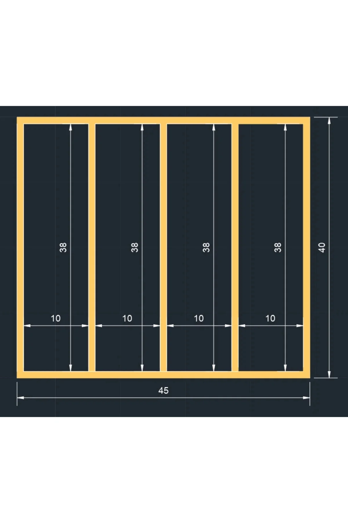 45×40 Cm Ahşap Kaşıklık Çekmece İçi Kepçe Maşa Ve Servis Gereçleri Düzenleyici Organizer Üstten Kuşbakışı Görünüm