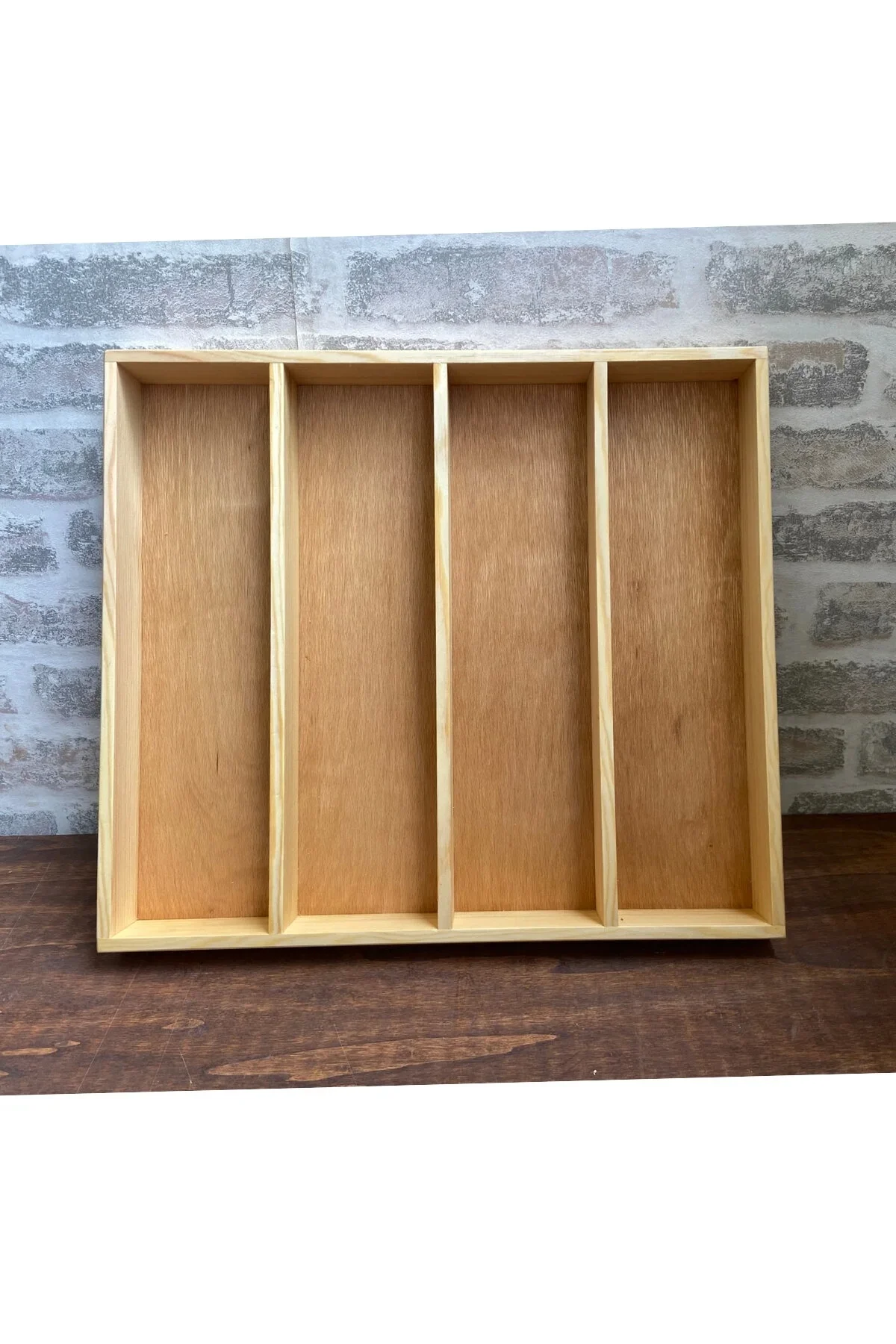 Doğal Masif Ahşap Doku ve Malzeme Kalitesi - 45×40 Cm Ahşap Kaşıklık Çekmece İçi Kepçe Maşa Ve Servis Gereçleri Düzenleyici Organizer