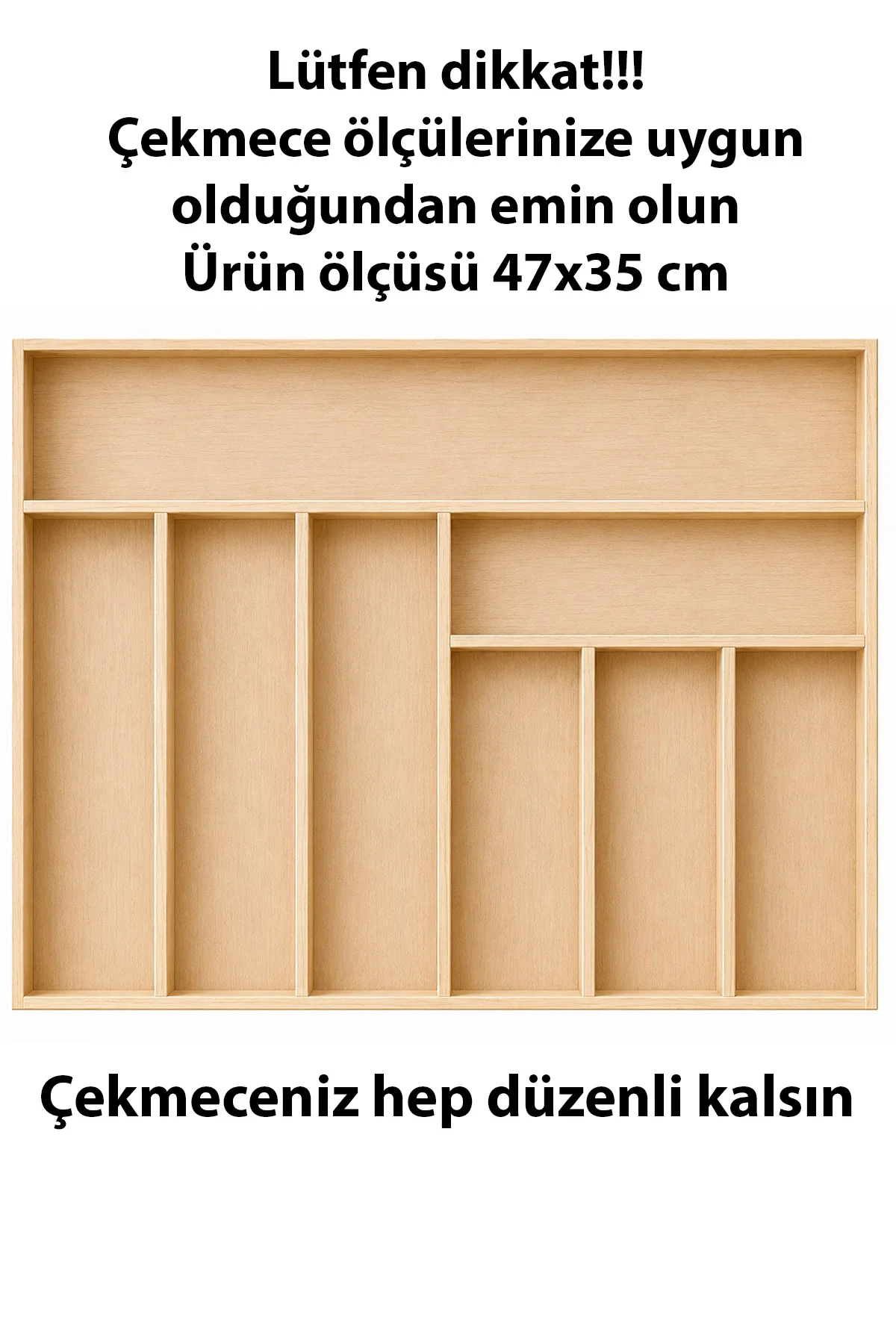 47×35 Cm Kaşıklık Çekmece İçi Düzenleyici | Doğal Ahşap Mutfak Organizer | Çatal Bıçak ve Servis Gereçleri