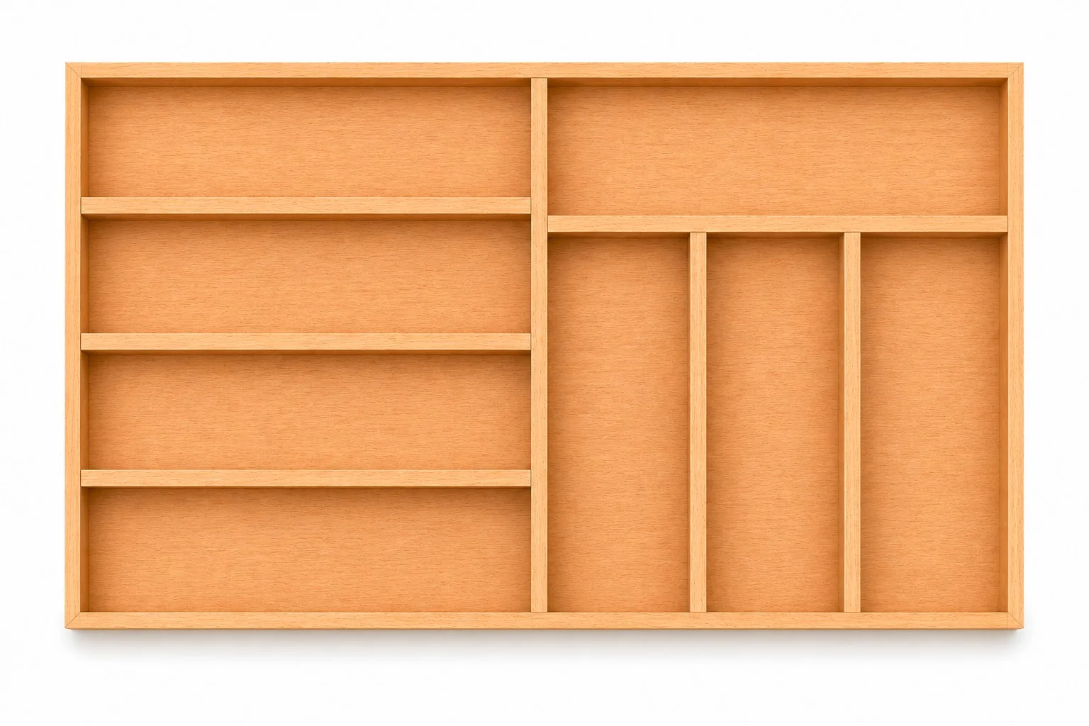 50×30 cm Ahşap Kaşıklık Çekmece İçi Organizer Doğal Ahşap Mutfak Düzenleyici Çekmece İçi Kullanım ve Düzen Görünümü