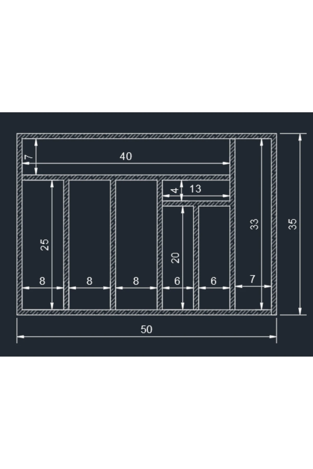 50×35 Cm Ayfiwood Ahşap Kaşıklık Çekmece İçi Yemek Takımı Ve Servis Gereçleri Düzenleyici Organizer Bölmeleri ve Ahşap İşçilik Detayı