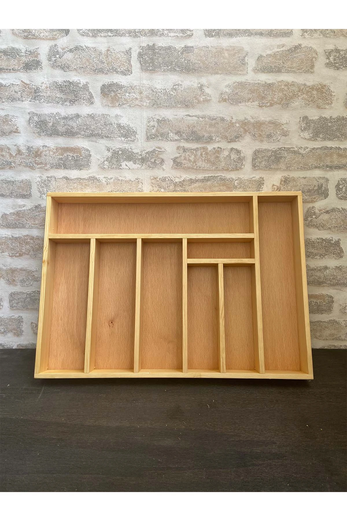 50×35 Cm Ayfiwood Ahşap Kaşıklık Çekmece İçi Yemek Takımı Ve Servis Gereçleri Düzenleyici Organizer Üstten Kuşbakışı Görünüm