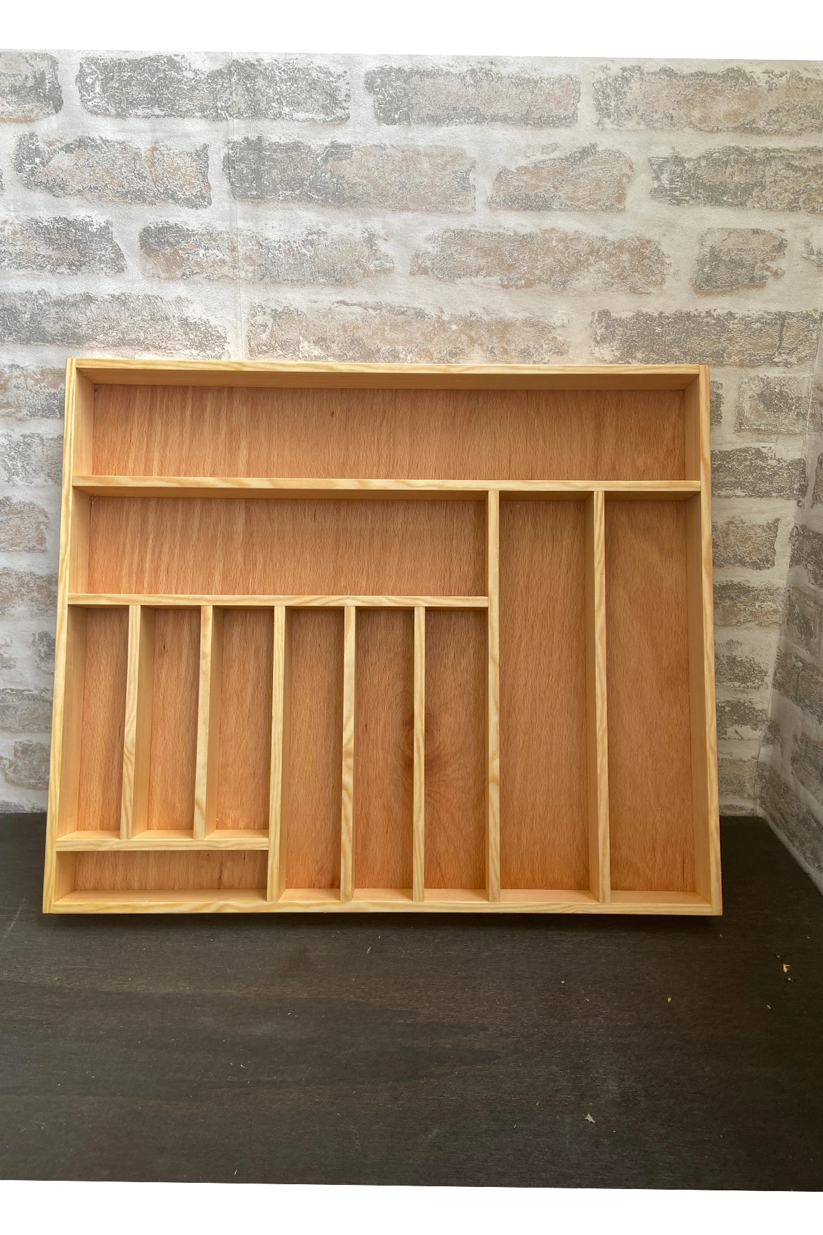 55×45 Cm Ayfiwood Ahşap Kaşıklık Çekmece İçi Yemek Takımı Ve Servis Gereçleri Düzenleyici Organizer Üstten Kuşbakışı Görünüm