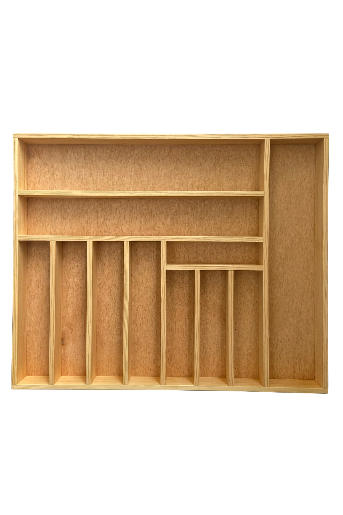 Doğal Masif Ahşap Doku ve Malzeme Kalitesi - 55×45 Cm Ayfiwood Ahşap Kaşıklık Çekmece İçi Yemek Takımı Ve Servis Gereçleri Düzenleyici Organizer