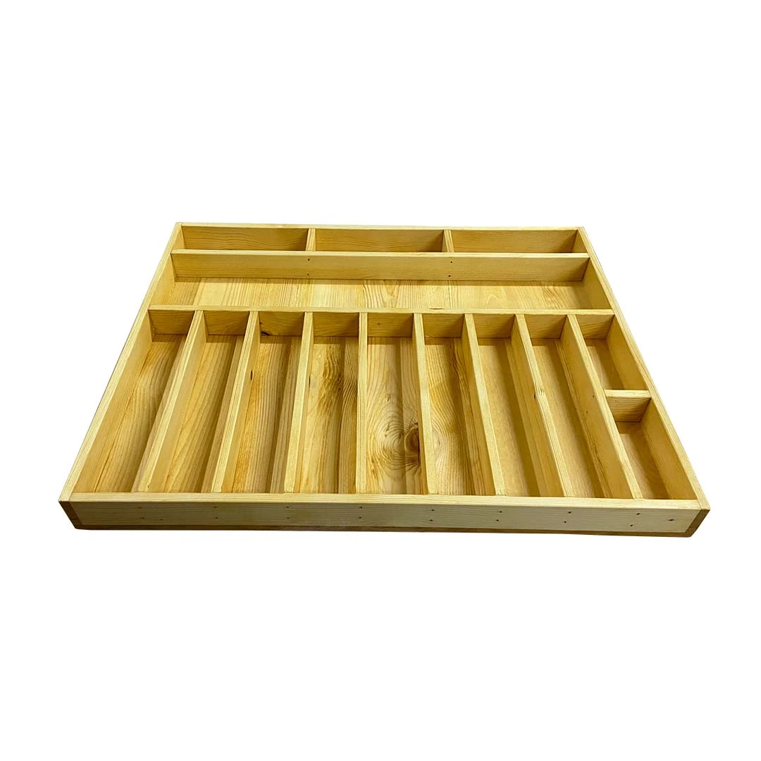 57×45 ayfiwood Kaşıklık Çekmece Içi Doğal Ahşap 14 Bölmeli Kaşık, Çatal, Bıçak Organizer