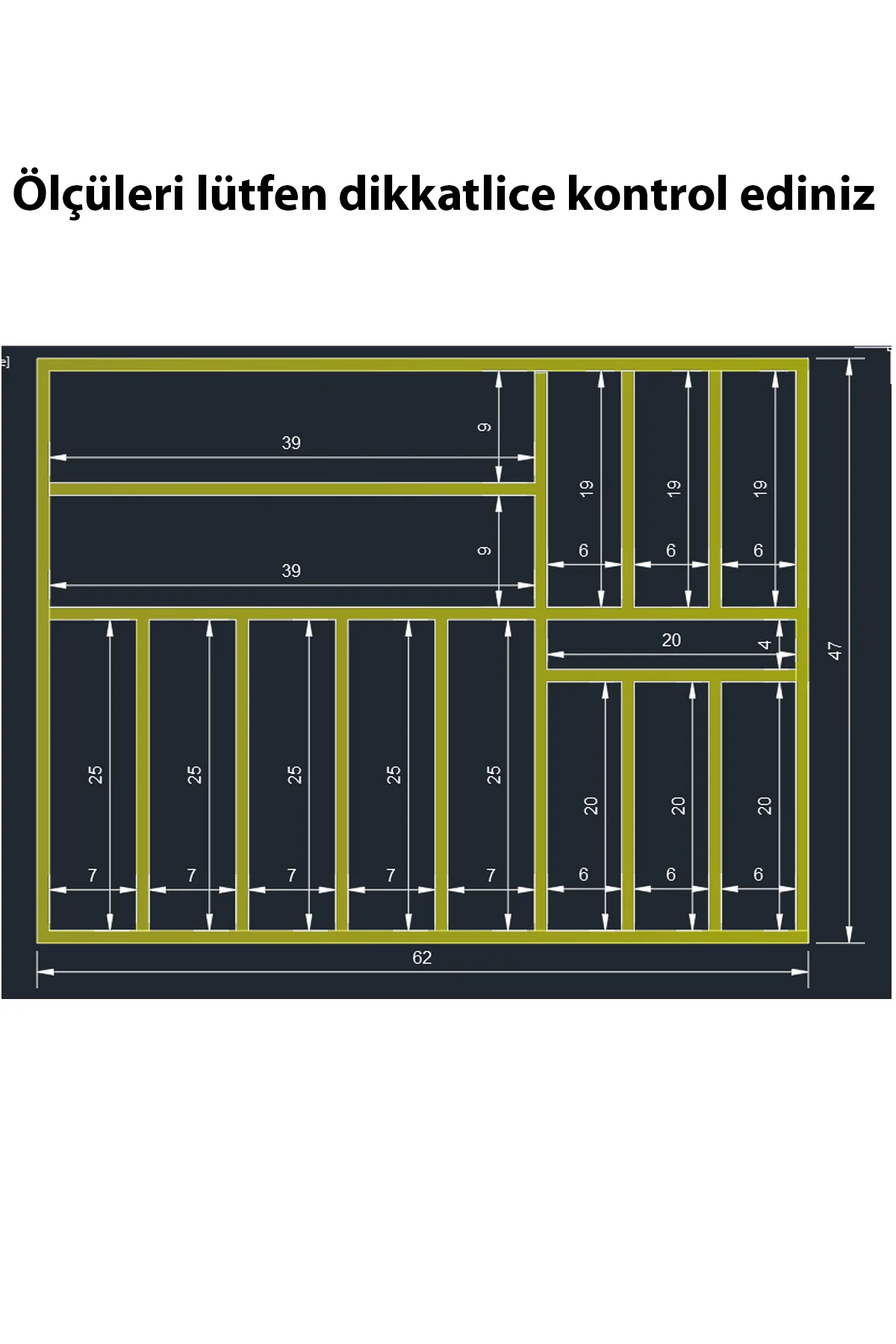 62×47 cm Ahşap Kaşıklık Çekmece İçi Organizer Doğal Ahşap Mutfak Düzenleyici Bölmeleri ve Ahşap İşçilik Detayı