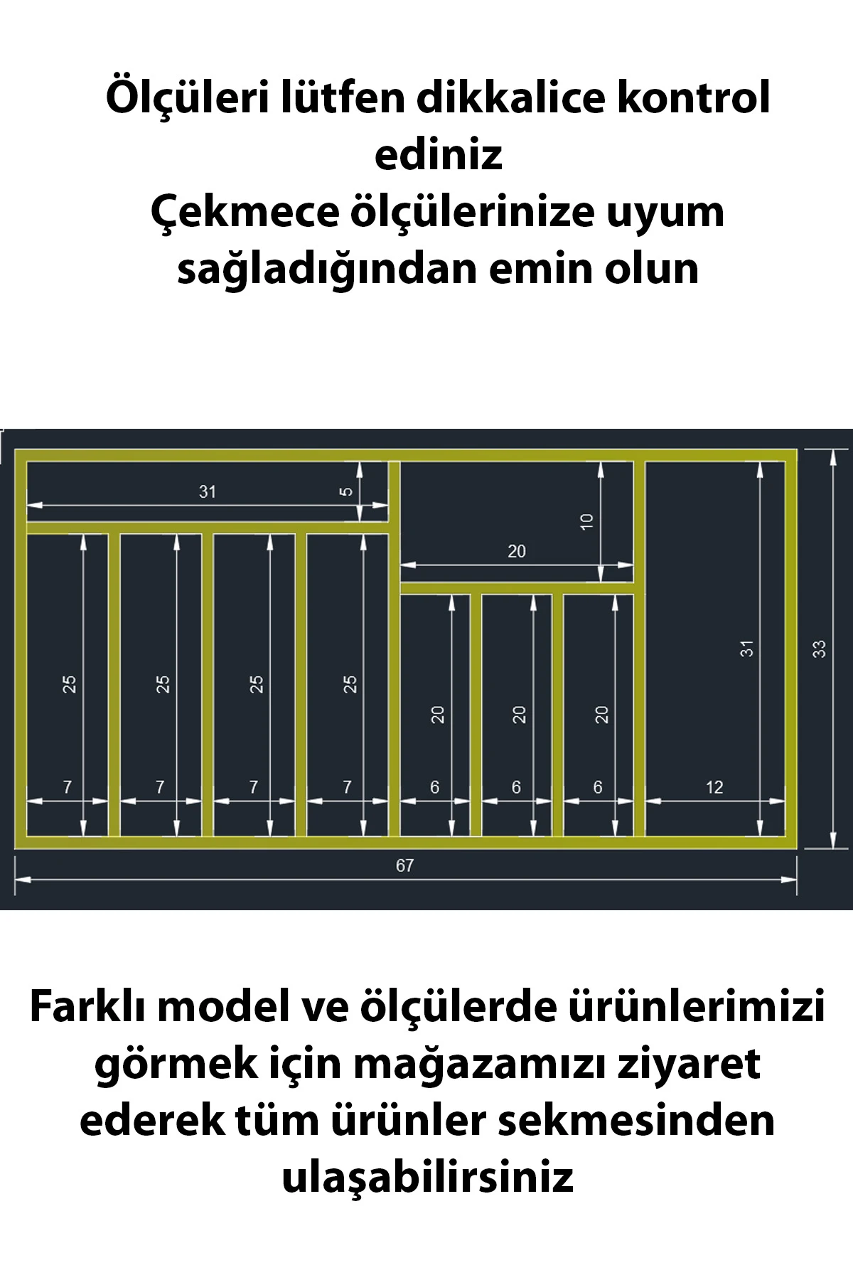 67 X 33 cm Ahşap Kaşıklık Çekmece İçi Organizer Doğal Ahşap Mutfak Düzenleyici Çekmece İçi Kullanım ve Düzen Görünümü