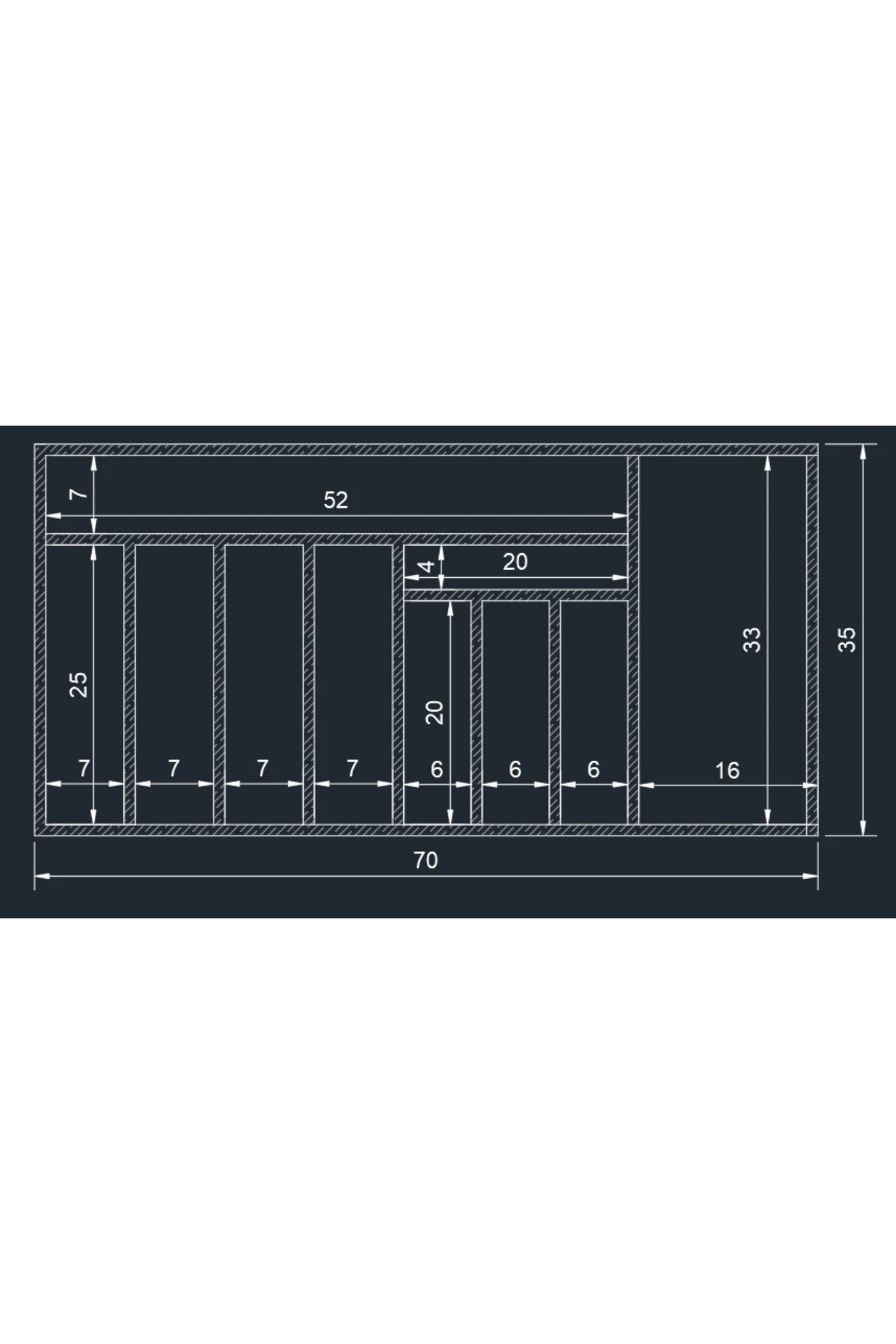 70×35 Cm Ayfiwood Ahşap Kaşıklık Çekmece İçi Yemek Takımı Ve Servis Gereçleri Düzenleyici Organizer Bölmeleri ve Ahşap İşçilik Detayı
