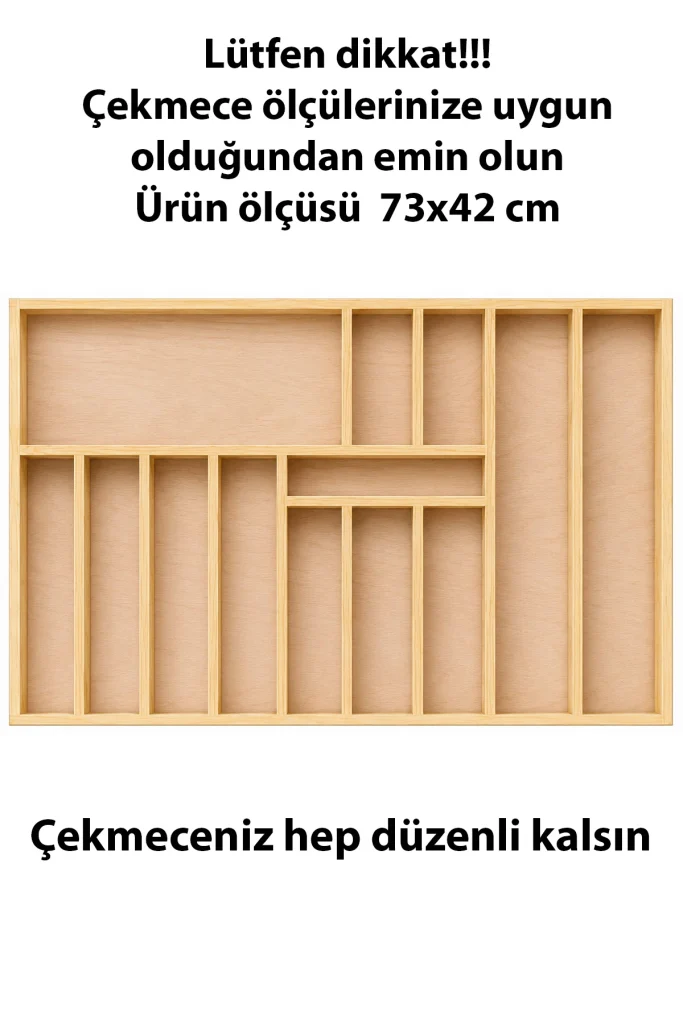 73×42 cm Ahşap Kaşıklık | El Yapımı Çekmece İçi Organizer | Mutfakta Kusursuz Düzen