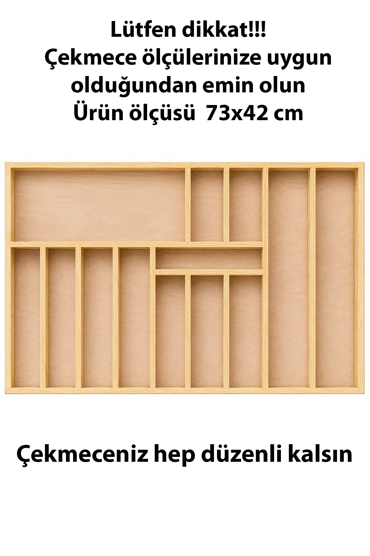 73×42 cm Ahşap Kaşıklık | El Yapımı Çekmece İçi Organizer | Mutfakta Kusursuz Düzen