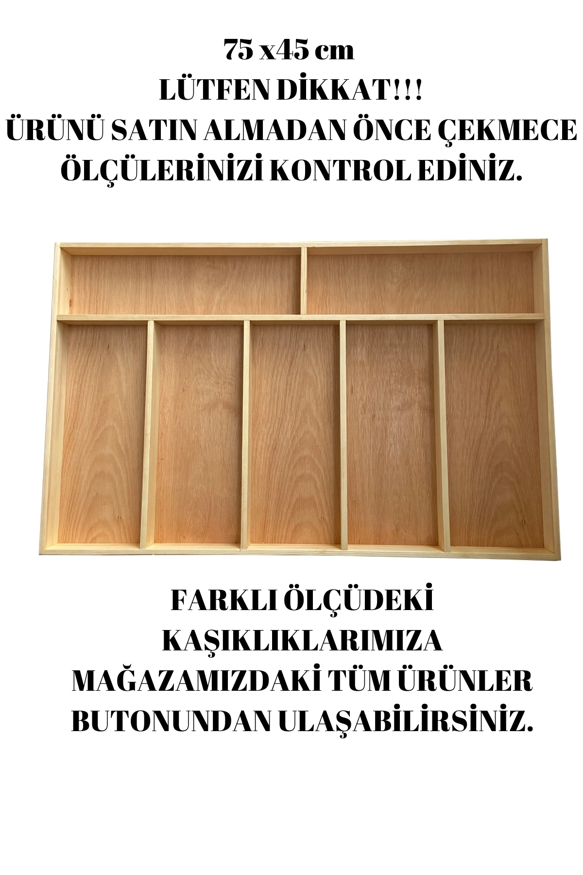 75×45 Cm Ayfiwood Ahşap Kaşıklık Çekmece İçi Kepçe Maşa Ve Servis Gereçleri Düzenleyici Organizer Mutfak Çekmecesi Düzenleyici Farklı Açıdan Görünüm