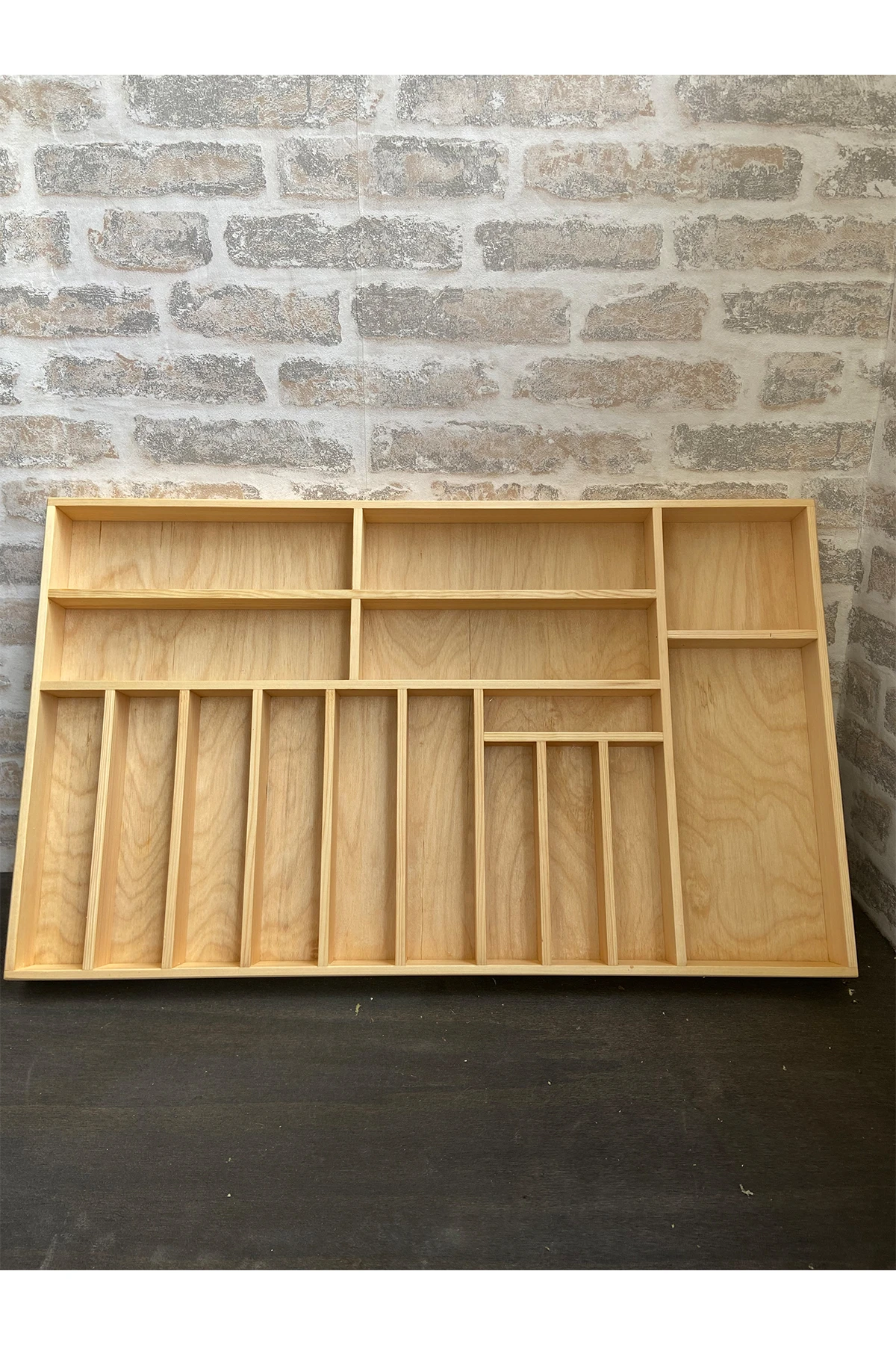 75×45 Cm Ayfiwood Ahşap Kaşıklık Çekmece İçi Yemek Takımı Ve Servis Gereçleri Düzenleyici Organizer Üstten Kuşbakışı Görünüm