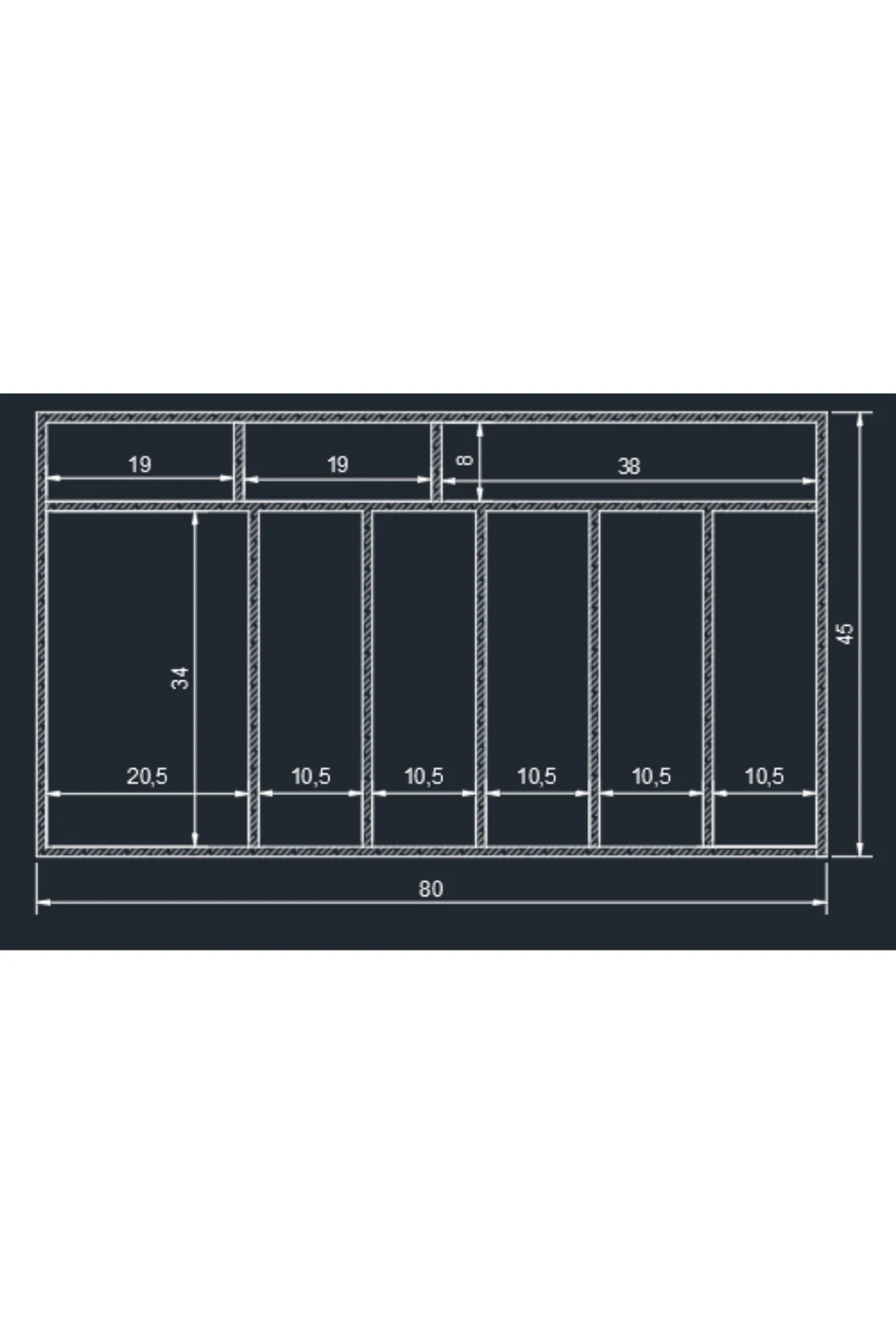 80×45 Cm Ayfiwood Ahşap Kaşıklık Çekmece İçi Kepçe Maşa Ve Servis Gereçleri Düzenleyici Organizer Bölmeleri ve Ahşap İşçilik Detayı