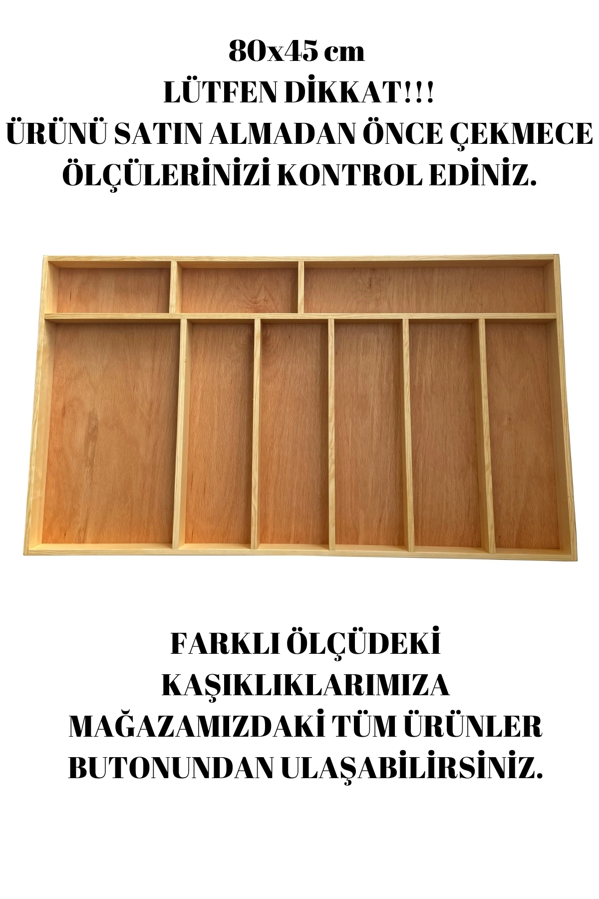 80×45 Cm Ayfiwood Ahşap Kaşıklık Çekmece İçi Kepçe Maşa Ve Servis Gereçleri Düzenleyici Organizer Çekmece İçi Kullanım ve Düzen Görünümü