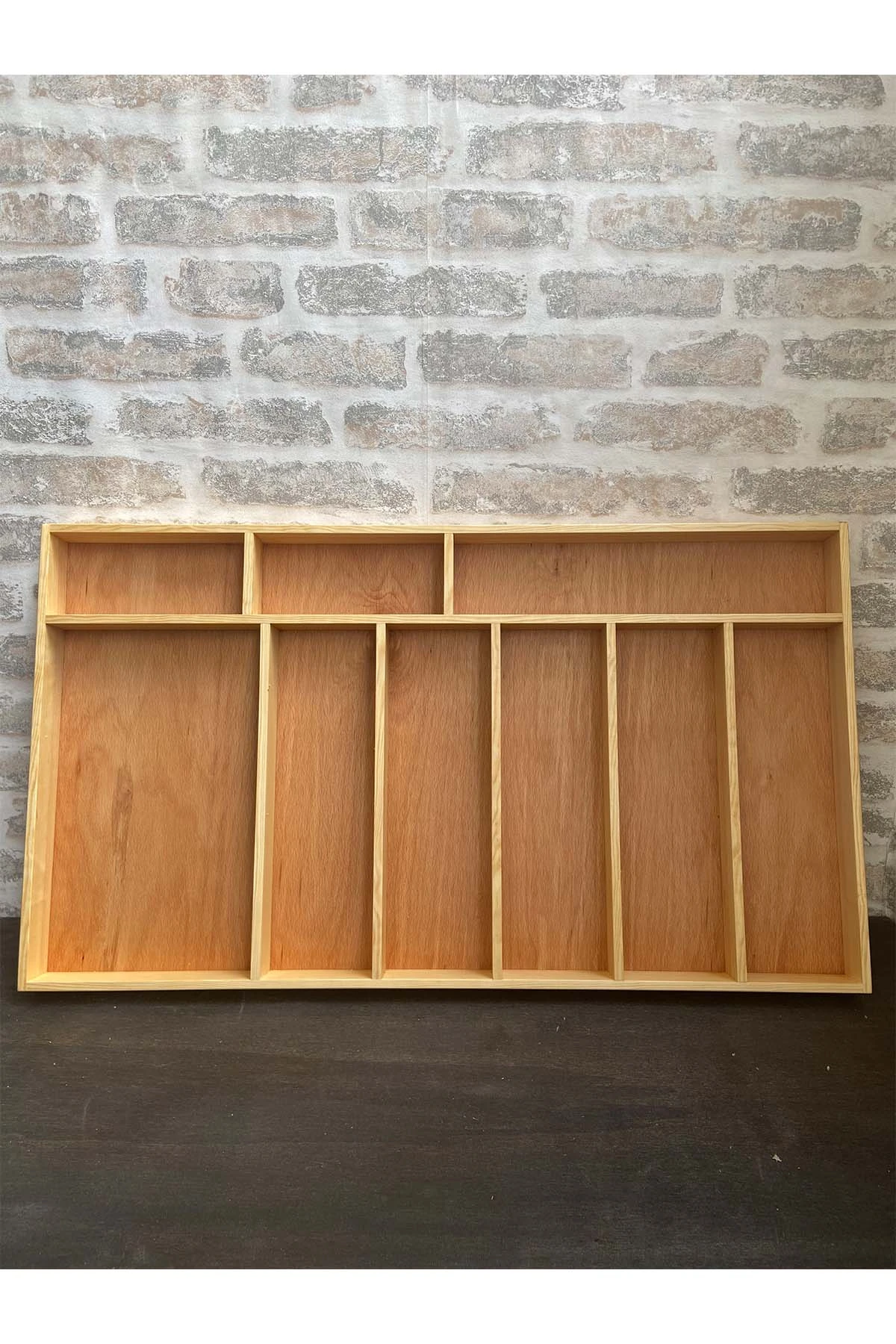 80×45 Cm Ayfiwood Ahşap Kaşıklık Çekmece İçi Kepçe Maşa Ve Servis Gereçleri Düzenleyici Organizer Üstten Kuşbakışı Görünüm
