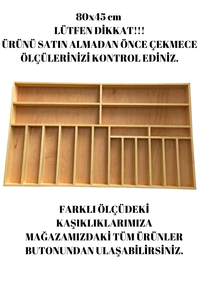 80×45 Cm Ayfiwood Ahşap Kaşıklık Çekmece İçi Yemek Takımı Ve Servis Gereçleri Düzenleyici Organizer